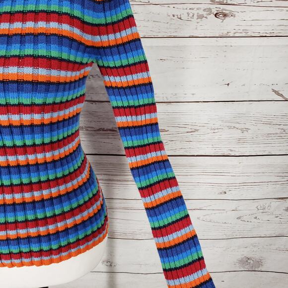 Tommy Hilfiger Women's Multicolor Stripe 100%Cotton Mock Neck Sweater Size S/P - Picture 10 of 11